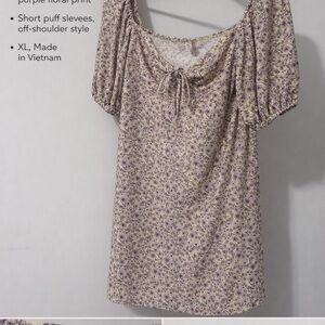 Purple Floral Off-Shoulder Dress